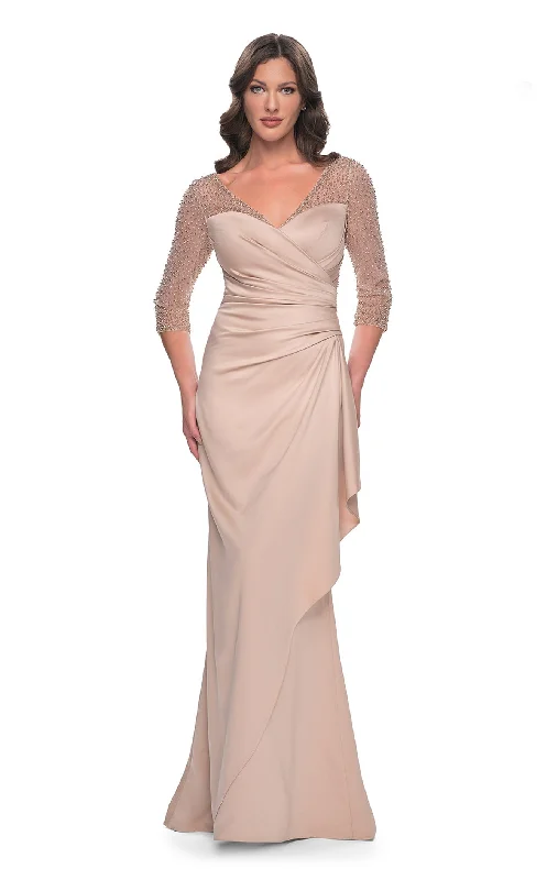 Formal dresses with ruffled skirts and bow accents for a charming prom appearanceLa Femme 31011 Dress Formal dresses with ruffled skirts and bow accents for a charming prom appearanceLa Femme 31011 Dress