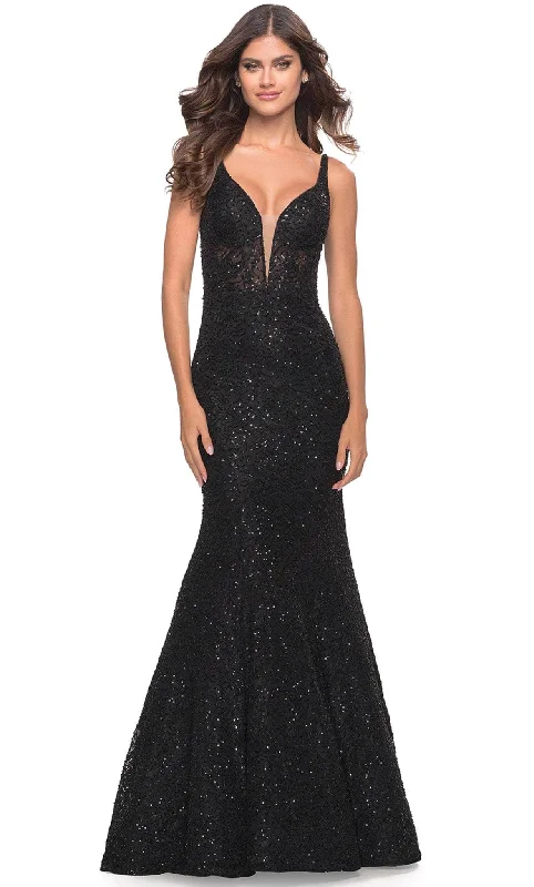 Formal dresses with off - the - shoulder sleeves and rhinestone accents for a sophisticated promLa Femme 31524 - Trumpet Embellished Evening Gown Formal dresses with off - the - shoulder sleeves and rhinestone accents for a sophisticated promLa Femme 31524 - Trumpet Embellished Evening Gown