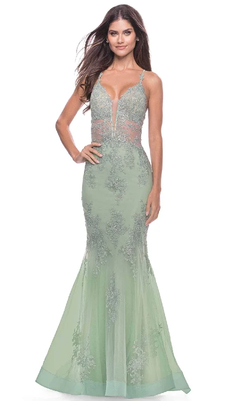 Strapless formal dresses with tulle skirts for a classic prom lookLa Femme 31598 - Tulle Trumpet Embroidered Gown Strapless formal dresses with tulle skirts for a classic prom lookLa Femme 31598 - Tulle Trumpet Embroidered Gown
