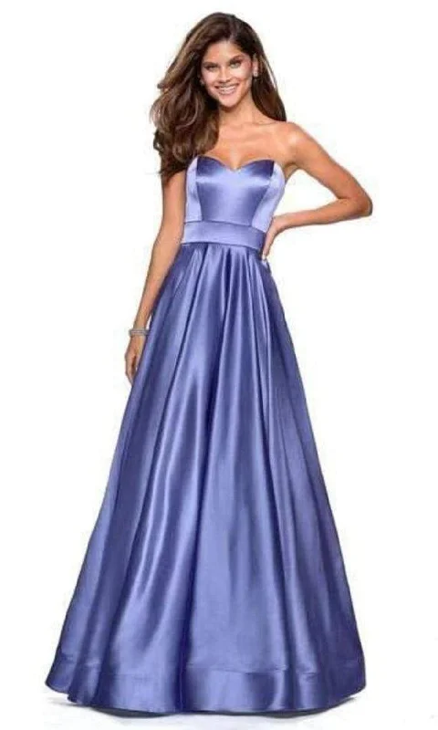 Prom dresses with keyhole backs and rhinestone - studded straps for a flirty lookLa Femme - Sweetheart Empire A-Line Evening Dress 27506SC
