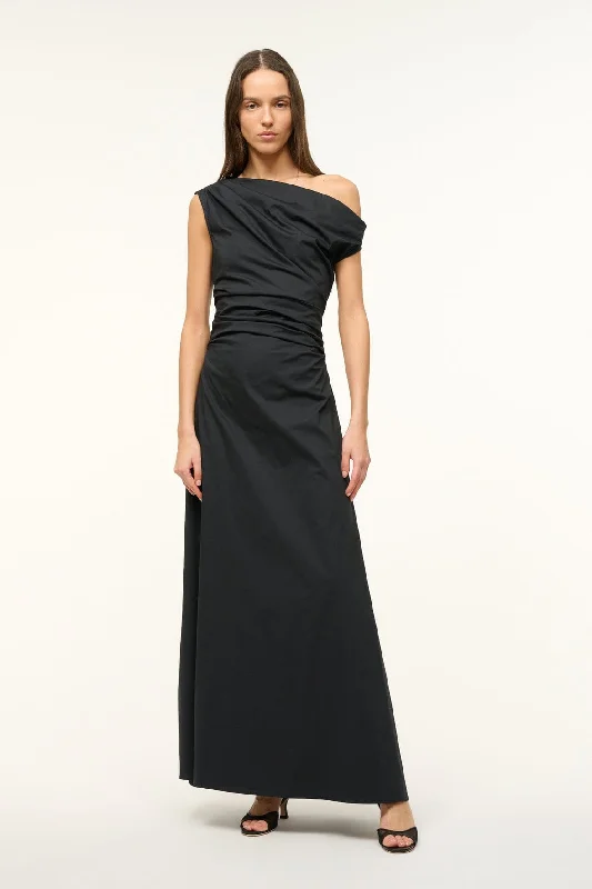 Formal dresses with asymmetric ruffled hems and high - low designs for a fashion - forward and dynamic appearanceMAXI PHARE DRESS | BLACK Formal dresses with asymmetric ruffled hems and high - low designs for a fashion - forward and dynamic appearanceMAXI PHARE DRESS | BLACK