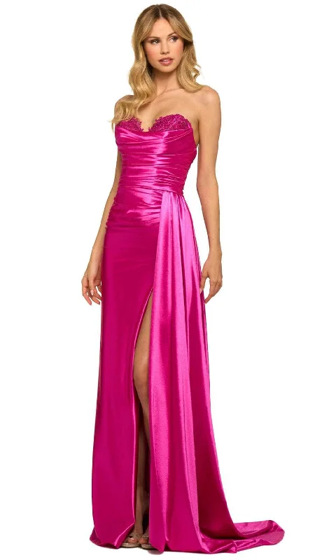 Sequined formal dresses with open backs for a sexy prom styleSherri Hill 55230 - Strapless Ruched Evening Gown Sequined formal dresses with open backs for a sexy prom styleSherri Hill 55230 - Strapless Ruched Evening Gown