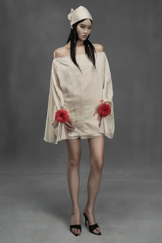 Party dresses with a cut - out design for a daring and edgy styleShrimp Straight Off-Shoulder Chiffon Mini Dress Party dresses with a cut - out design for a daring and edgy styleShrimp Straight Off-Shoulder Chiffon Mini Dress