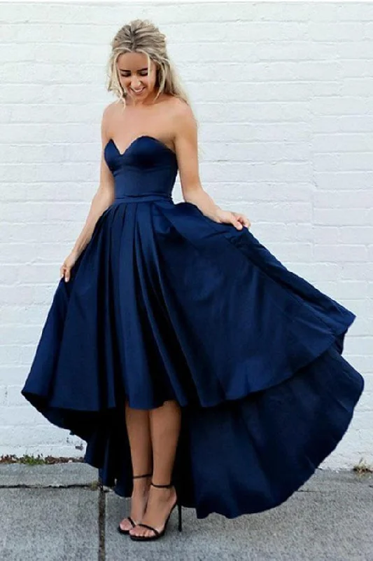 Retro - style party dresses inspired by the 1920s - 1980sSweetheart Navy Blue High Low Prom Dresses Homecoming Dresses PD415 Retro - style party dresses inspired by the 1920s - 1980sSweetheart Navy Blue High Low Prom Dresses Homecoming Dresses PD415