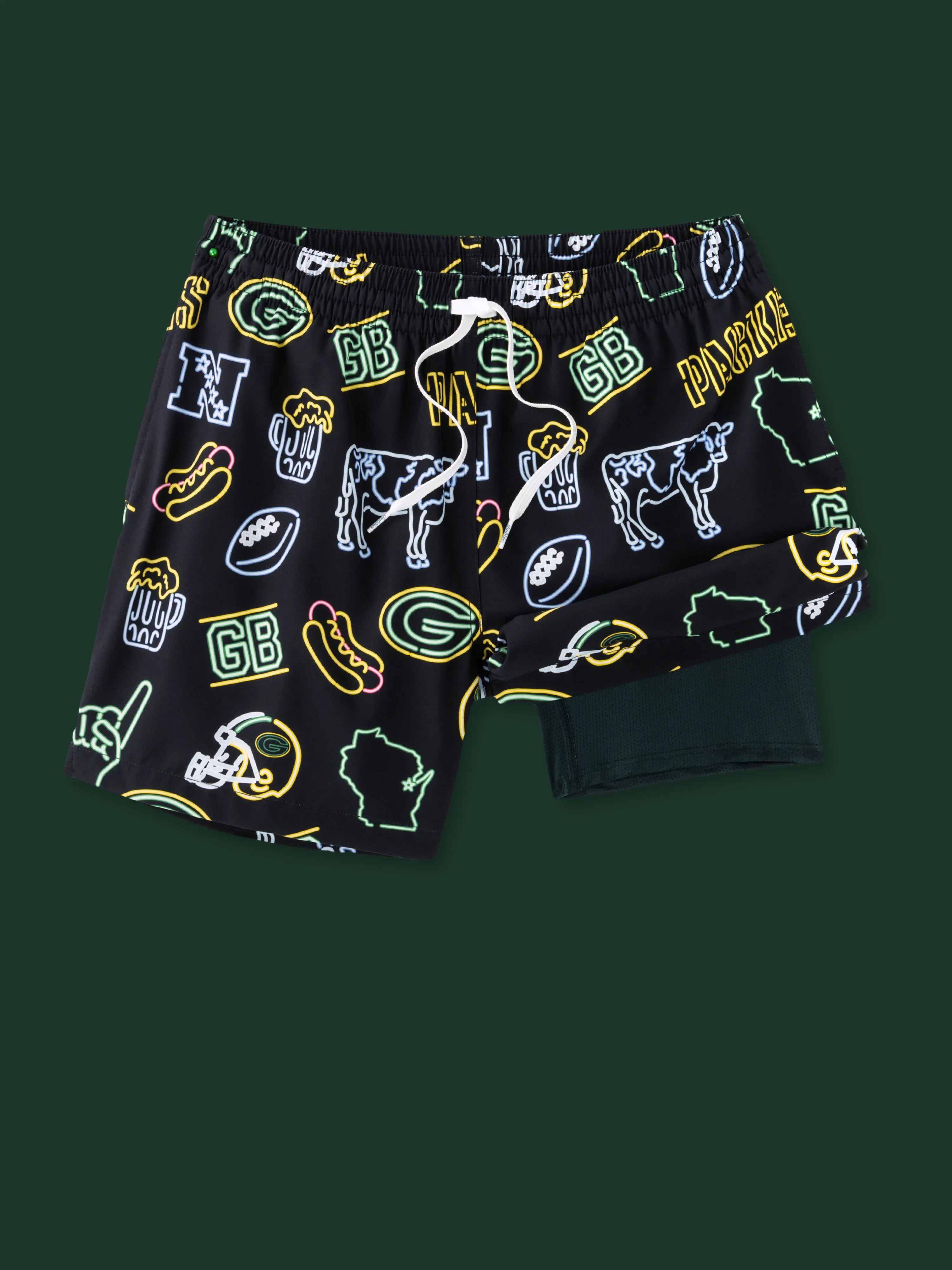 Printed floral women swimwear for a feminine and colorful beach vibeThe Neon Packers 5.5" (NFL Classic Lined Swim Trunks)