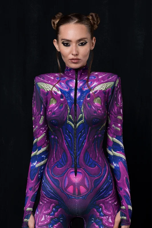 Crop Bodysuits to Pair with High - Waisted BottomsAxion Purple Pad Costume