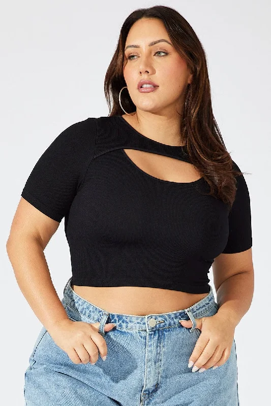 Sheer Bodysuits for a Seductive and Alluring OutfitBlack Cut Out Top Short Sleeve Crew Neck Seamless Sheer Bodysuits for a Seductive and Alluring OutfitBlack Cut Out Top Short Sleeve Crew Neck Seamless