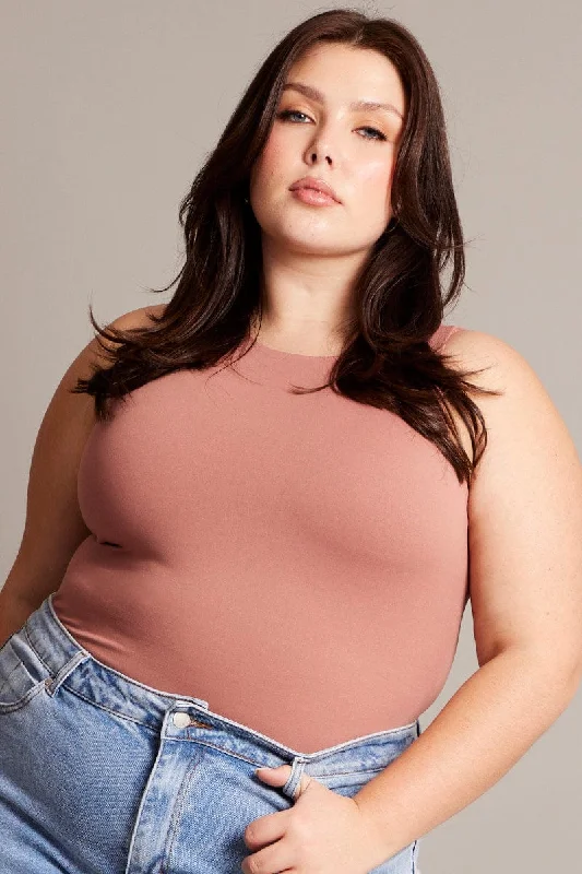 High - Neck Bodysuits for a Modest and Sophisticated LookBrown Bodysuit Sleeveless Crew Neck High - Neck Bodysuits for a Modest and Sophisticated LookBrown Bodysuit Sleeveless Crew Neck