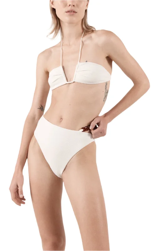 Tropical - themed bikini for a vacation - ready beach outfitDefier Chain Bottom Bouclê | Ecru