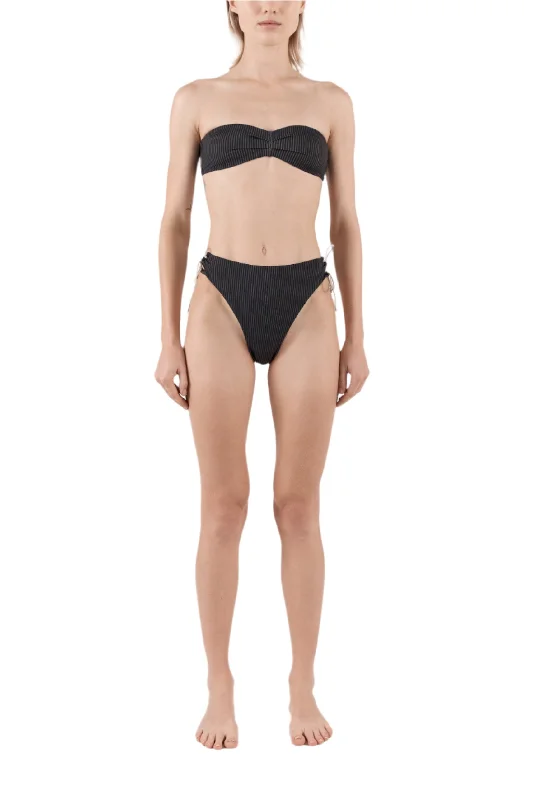 Striped bikini with a classic pattern for a timeless beach aestheticGoulue Tie Detail Bottom | Pinstripe