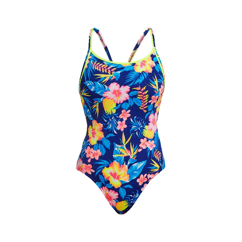 Printed floral women swimwear for a feminine and colorful beach vibeIn Bloom | Ladies Diamond Back One Piece Printed floral women swimwear for a feminine and colorful beach vibeIn Bloom | Ladies Diamond Back One Piece
