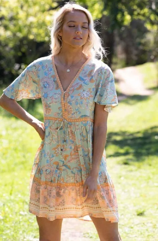 Sustainable organic cotton cover ups for eco - conscious beach lovers201234-1 Iris Maxi Mint & Orange Floral Rayon Dress Sustainable organic cotton cover ups for eco - conscious beach lovers201234-1 Iris Maxi Mint & Orange Floral Rayon Dress