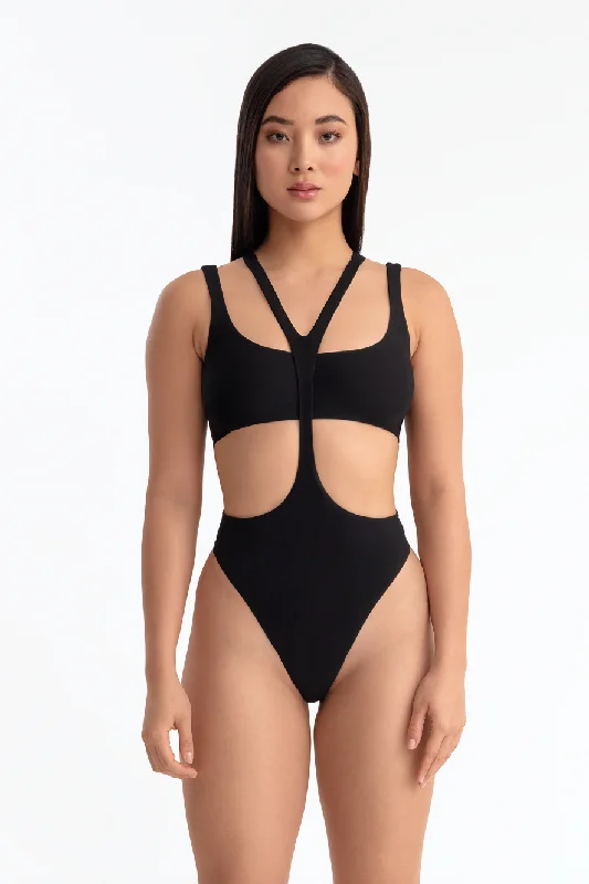 Button - Front Bodysuits with a Classic and Timeless AppealJODIE HARNESS BODYSUIT BLACK Button - Front Bodysuits with a Classic and Timeless AppealJODIE HARNESS BODYSUIT BLACK