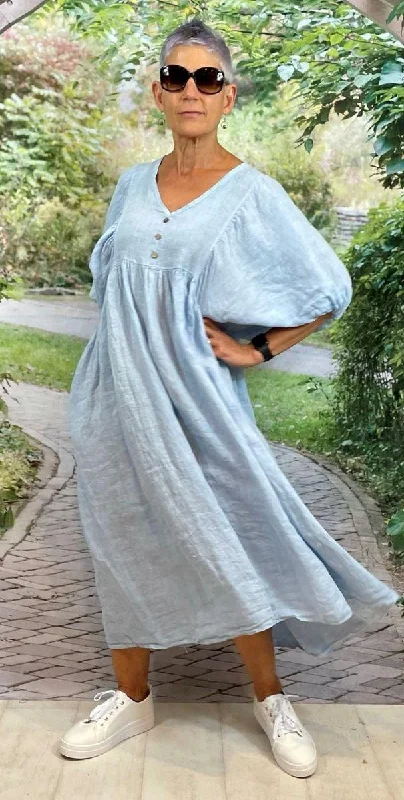 Split - hem cover ups for a more dynamic and stylish appearanceLa Strada LSD21-938 Italian Linen Loose Wooden Button Kaftan Dress Split - hem cover ups for a more dynamic and stylish appearanceLa Strada LSD21-938 Italian Linen Loose Wooden Button Kaftan Dress