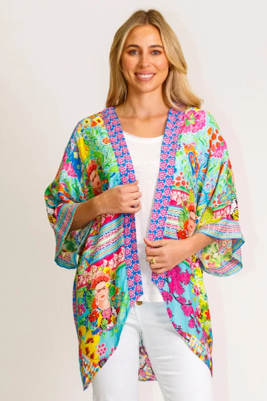 Sleeveless cover ups for maximum sun exposure controlLula Lifa Bonita Short Kimono Frida Kahlo - On Sale Sleeveless cover ups for maximum sun exposure controlLula Lifa Bonita Short Kimono Frida Kahlo - On Sale
