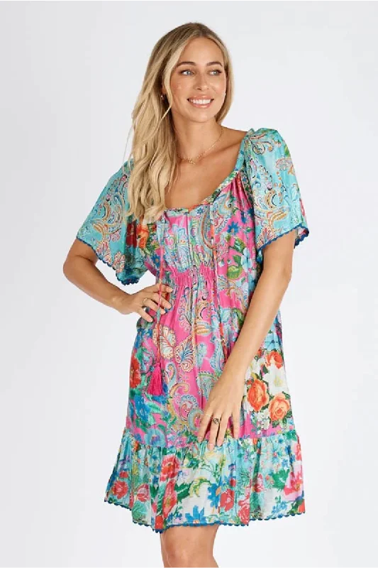 Tunic - style cover ups for a loose and comfortable beach outfitLula Life Finch Shirred Printed Dress Tunic - style cover ups for a loose and comfortable beach outfitLula Life Finch Shirred Printed Dress