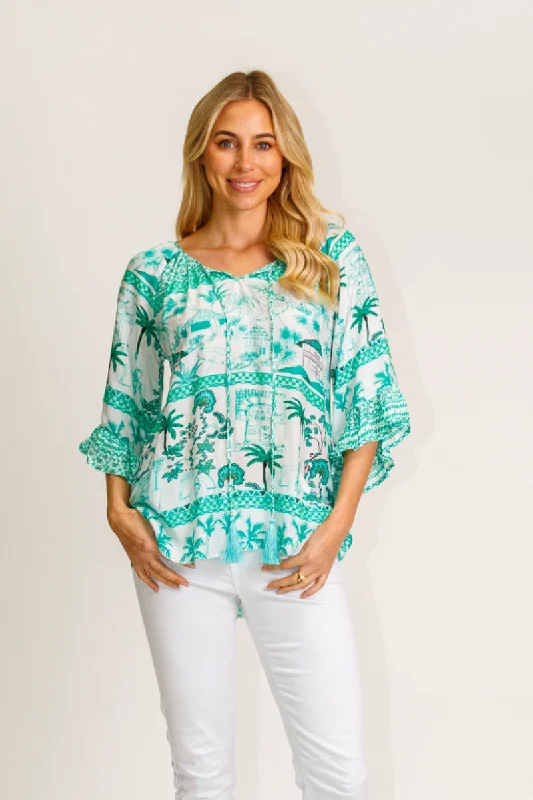 Opaque cover ups for a more modest beach lookLula Life Moffat  Sleeve Top Sea