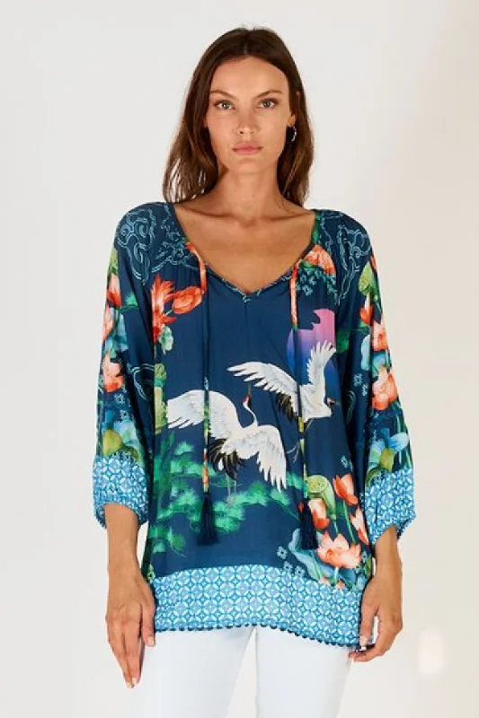 Opaque cover ups for a more modest beach lookLula Soul Yoshiko Print Shirt Blue