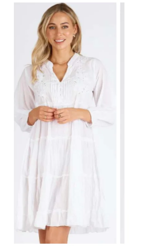 Minimalist - designed cover ups for a sleek and simple beach appearanceLula Life Luna Tiered White Dress Minimalist - designed cover ups for a sleek and simple beach appearanceLula Life Luna Tiered White Dress