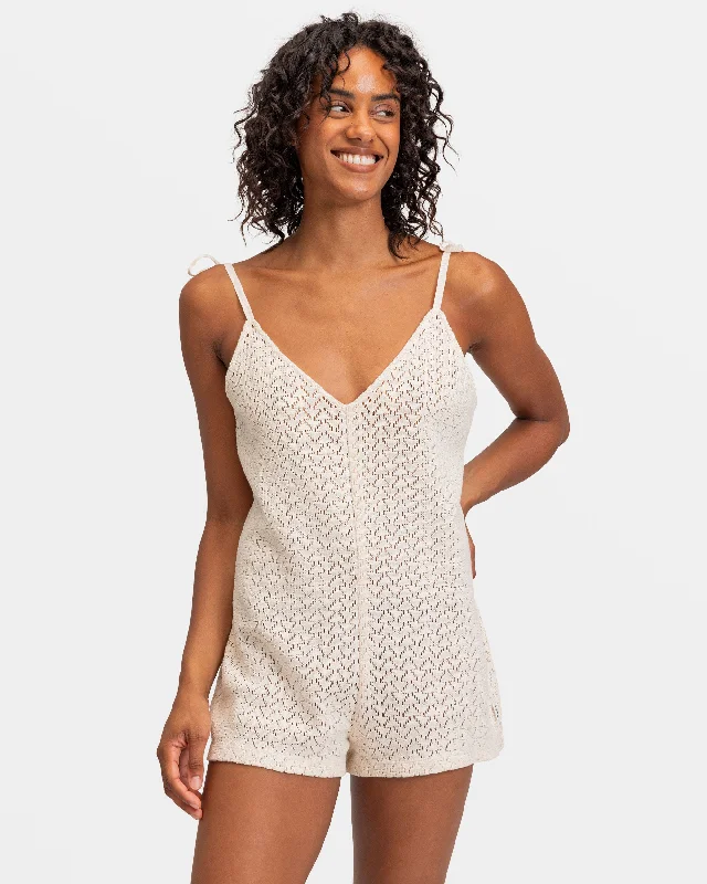 Ankle - length cover ups for a more covered - up and stylish beach lookOcean Riders Crochet Beach Romper - Tapioca Ankle - length cover ups for a more covered - up and stylish beach lookOcean Riders Crochet Beach Romper - Tapioca