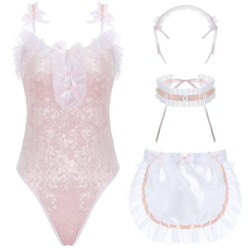 Button - Front Bodysuits with a Classic and Timeless AppealPink Maid Bodysuit