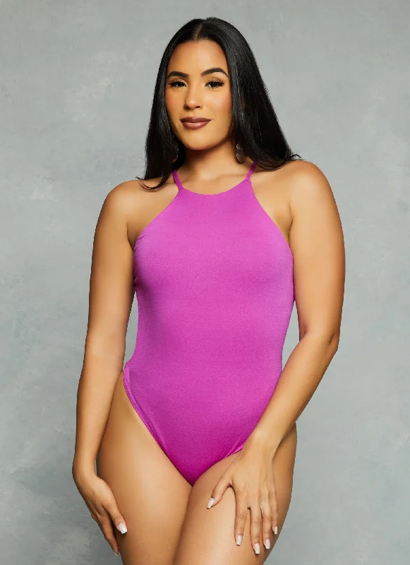 Crop Bodysuits to Pair with High - Waisted BottomsHaute Monde High Neck Bodysuit