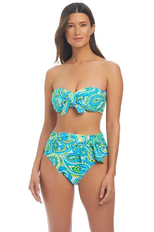 Plus Size Women's Print - Blocked Swim Tops in Multicolor for a Trendy and Fashion - Forward LookMore Is More Tie-Front Bandeau Bikini Top Plus Size Women's Print - Blocked Swim Tops in Multicolor for a Trendy and Fashion - Forward LookMore Is More Tie-Front Bandeau Bikini Top