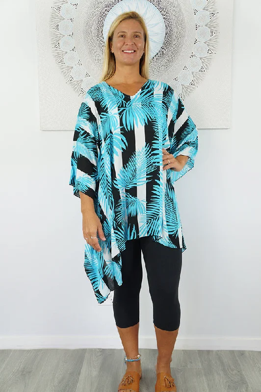 See - through cover ups for a sexy and alluring beach outfitShort Tunic "Leaf/Stripes"