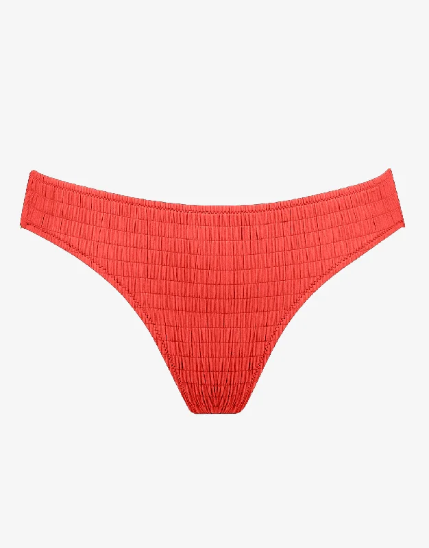 Striped bikini with a classic pattern for a timeless beach aestheticSolid Crush Ring Side Bikini Pant - Fiery Coral Striped bikini with a classic pattern for a timeless beach aestheticSolid Crush Ring Side Bikini Pant - Fiery Coral