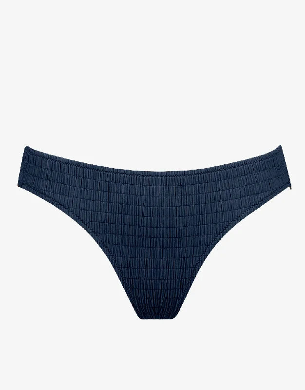 Convertible bikini that can be worn in multiple styles for versatilitySolid Crush Ring Side Bikini Pant - Night Blue Convertible bikini that can be worn in multiple styles for versatilitySolid Crush Ring Side Bikini Pant - Night Blue