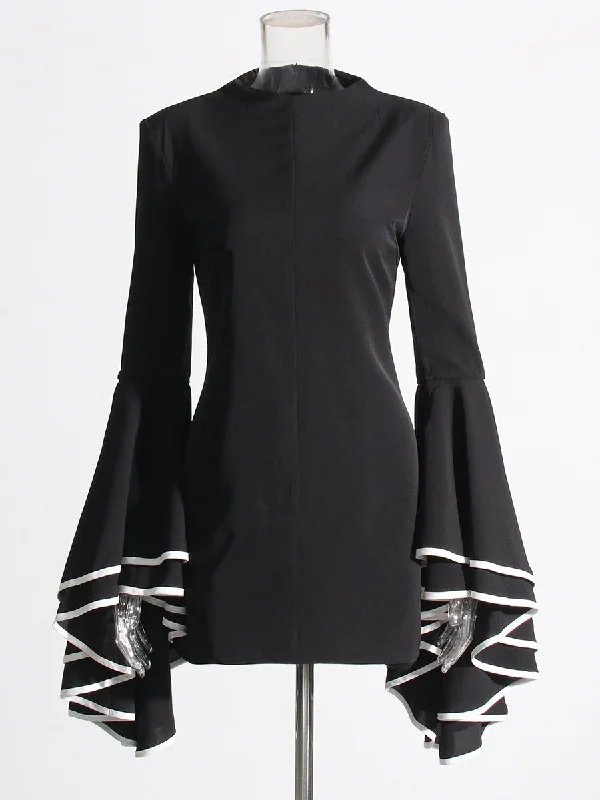 Plus - Size Bodysuits with a Comfortable and Flattering FitTemperament Spliced Ruffles Dresses For Women O Neck Butterfly Sleeve Tunic Casual Elegant Dress Plus - Size Bodysuits with a Comfortable and Flattering FitTemperament Spliced Ruffles Dresses For Women O Neck Butterfly Sleeve Tunic Casual Elegant Dress