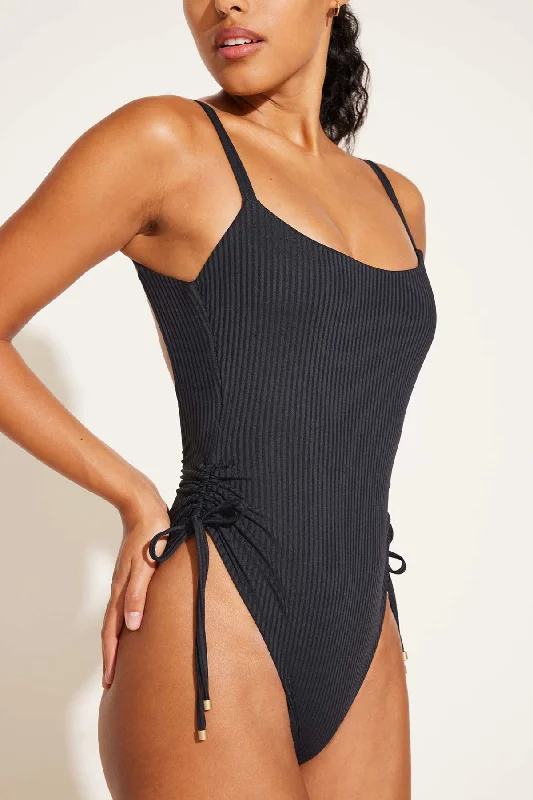 Metallic women swimwear with a shiny finish for a glamorous poolside lookVitamin A Gemma One Piece Black EcoRib Metallic women swimwear with a shiny finish for a glamorous poolside lookVitamin A Gemma One Piece Black EcoRib