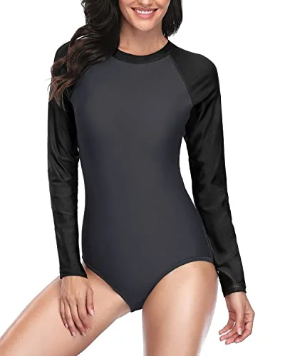 Women's Long - Sleeve Turtleneck One - Pieces in Navy for a Sophisticated Winter EnsembleLong Sleeve One Piece Swimsuit Upf 50 Rash Guard For Women-Grey And Black Women's Long - Sleeve Turtleneck One - Pieces in Navy for a Sophisticated Winter EnsembleLong Sleeve One Piece Swimsuit Upf 50 Rash Guard For Women-Grey And Black