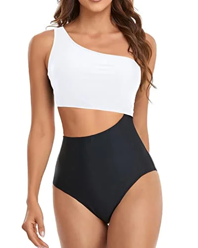 Plus Size Women's Boho - Style One - Pieces in Multicolor with Tassels for a Festival VibeDeep Cutout Opening High Waisted Cutout One Piece Swimsuits-White Plus Size Women's Boho - Style One - Pieces in Multicolor with Tassels for a Festival VibeDeep Cutout Opening High Waisted Cutout One Piece Swimsuits-White
